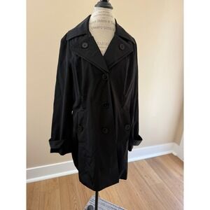 London Fog Women's Black Trench Coat Size XL